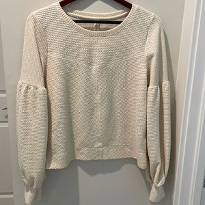 Anthropologie pullover sweatshirt ivory ballon sleeve size medium